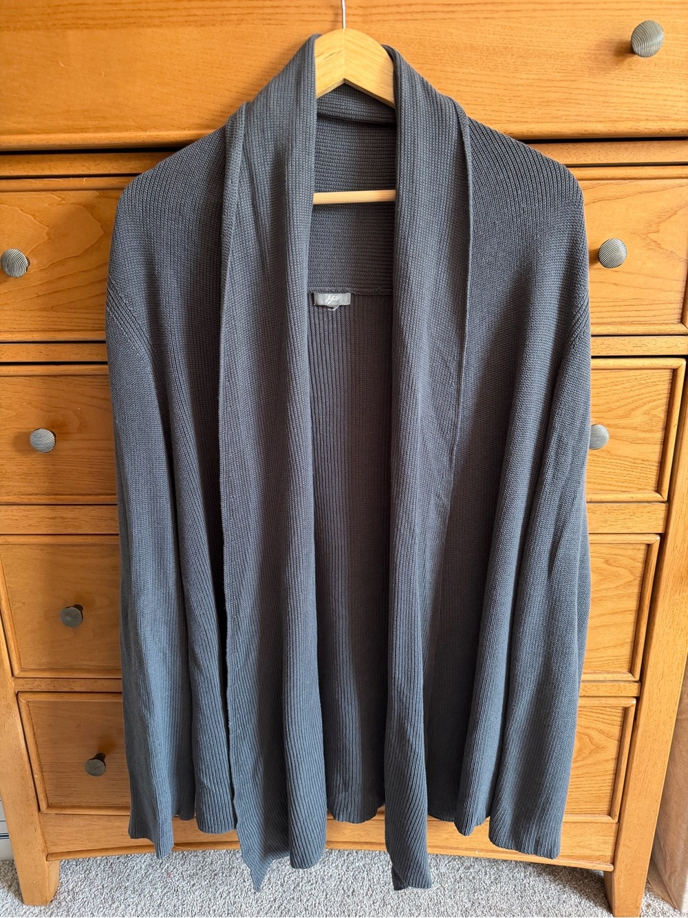 J.Jill Womens Open Cardigan Sweater Large Silk Cotton Blend Blue Gray Oversized